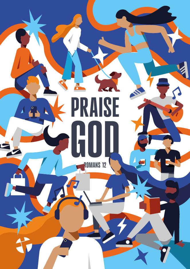 Praise God (blue) poster
