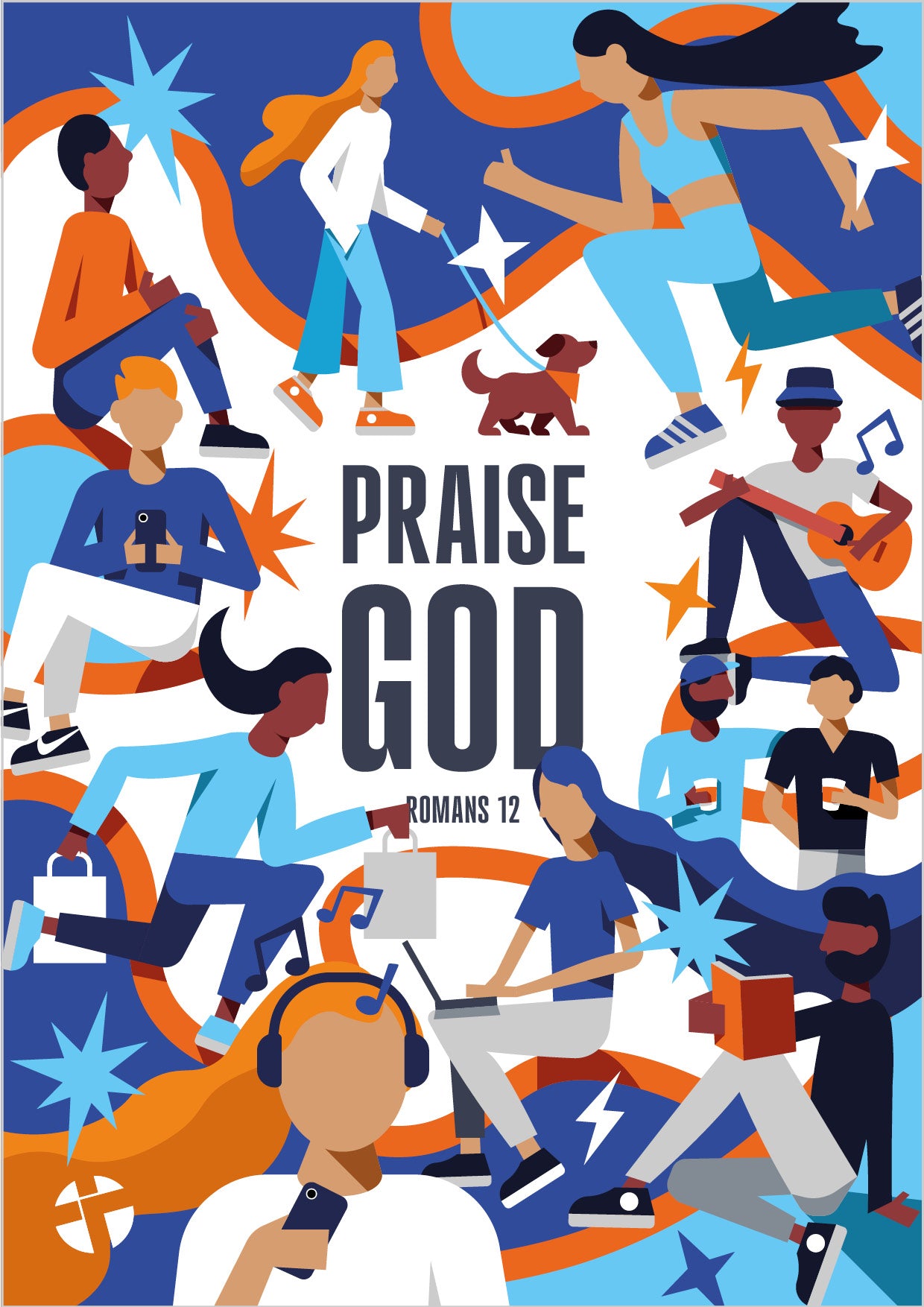 Praise God (blue) poster